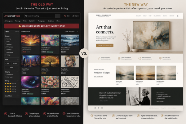 Best Website Platforms for Artists: Why Professional Websites Outperform Online Marketplaces